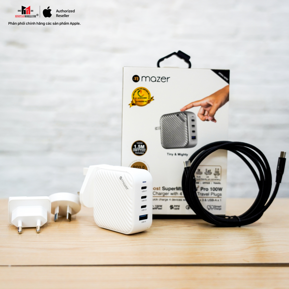 Cốc sạc nhanh Mazer 100W Infinite Boost SuperMINI GaN Wall Charger