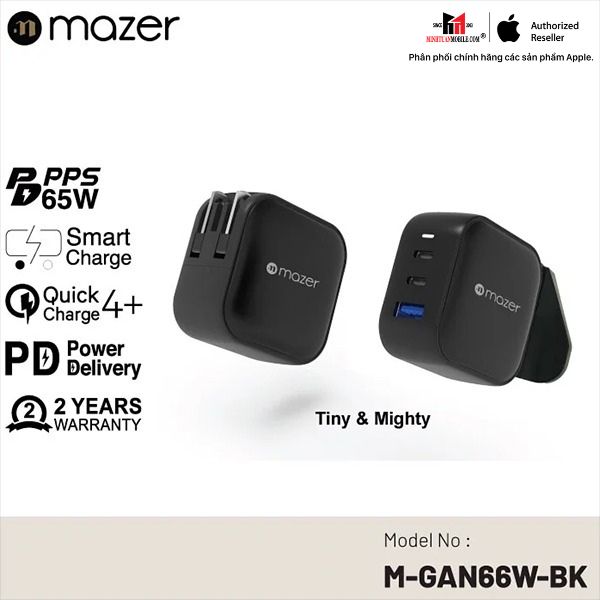 Cốc sạc nhanh Mazer 66W Infinite Boost SuperMINI GaN