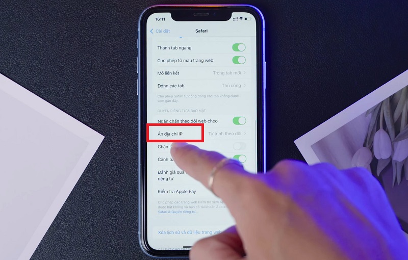 Chọn mục Ẩn địa chỉ IP.