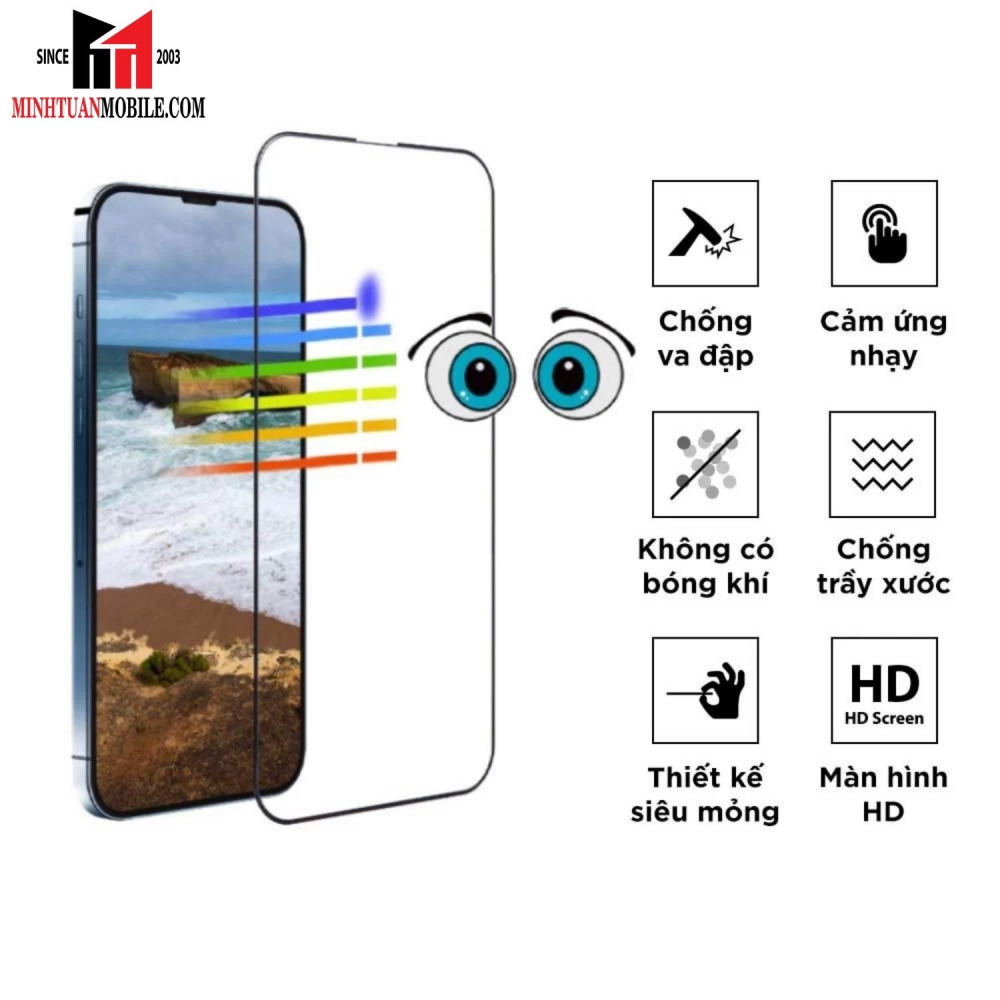 Cường lực chống ánh sáng xanh iPhone 14 Plus/13 Pro Max ANANK (viền đen)