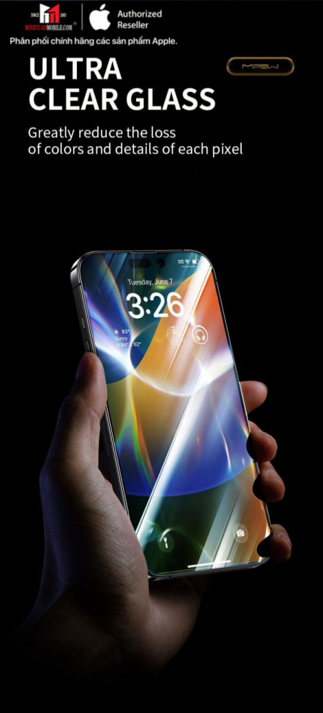 Cường lực chống nhìn trộm iPhone 13 Pro Max/14 Plus Mipow Kingbull Premium Silk HD (2.7D) BJ414
