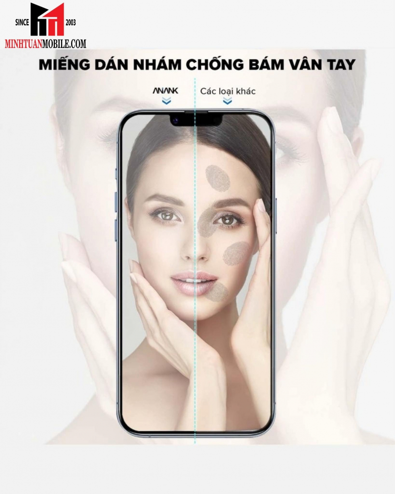 Cường lực chống vân tay iPhone 14/13/13 Pro ANANK (viền đen)