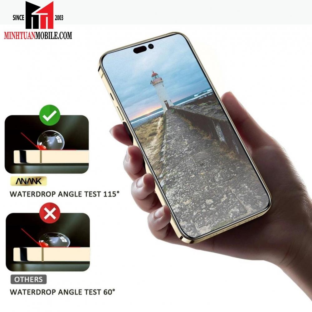 Cường lực chống vân tay iPhone 14 Pro Max ANANK (viền đen)