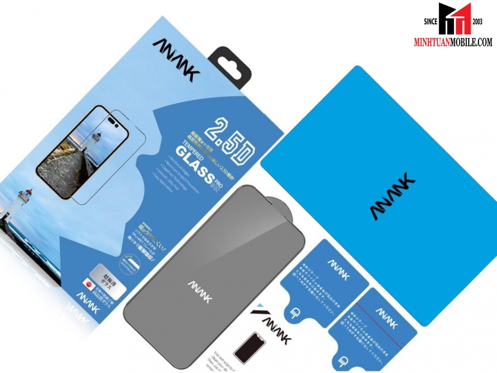 Cường lực iPhone 14 ANANK trong suốt (viền đen)