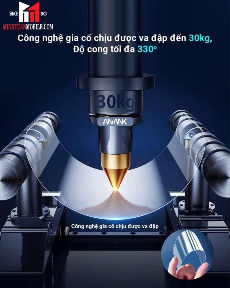 Cường lực iPhone 14 Pro ANANK trong suốt (viền đen)