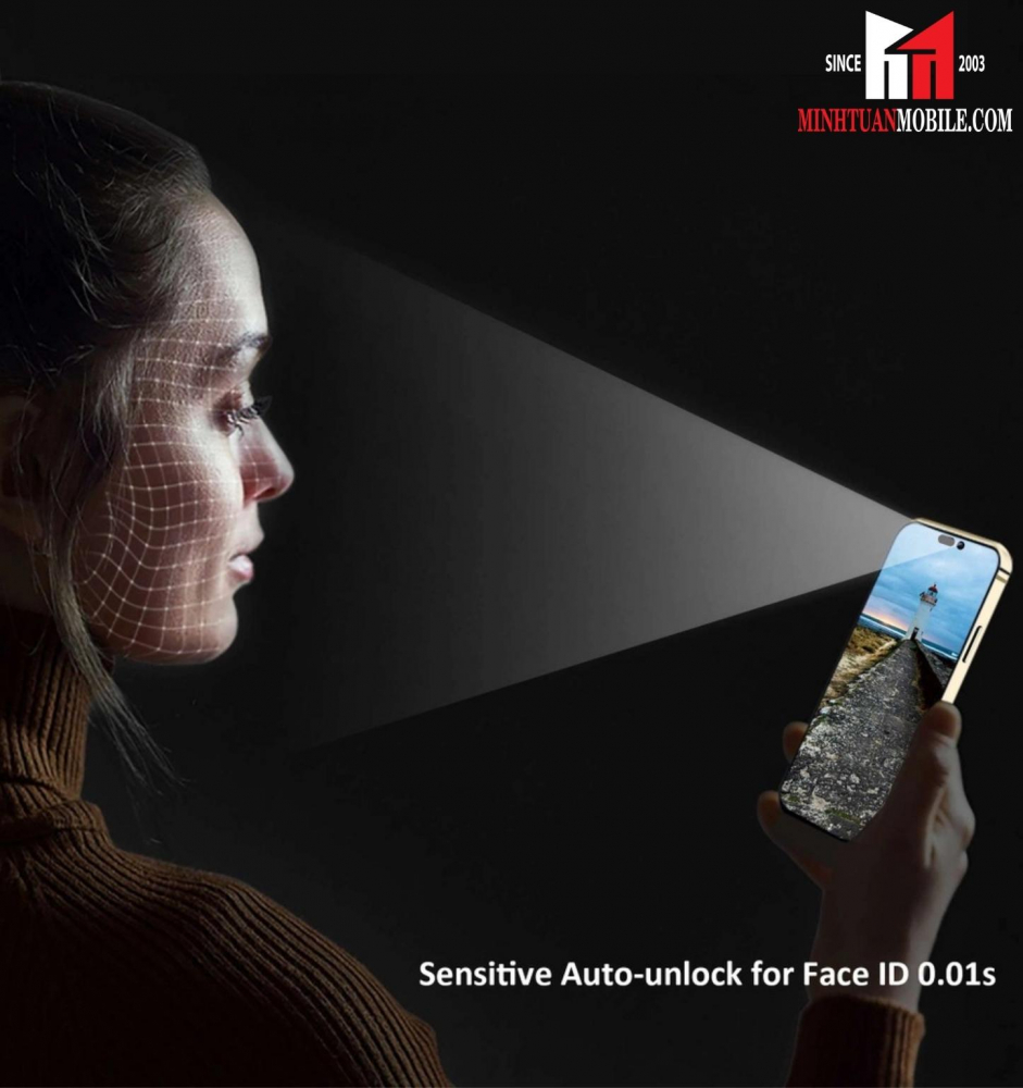 Cường lực iPhone 14 Pro Max ANANK chống phản chiếu (viền đen)