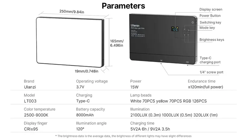 Đèn LED Video Ulanzi 10 inch RGB LT003