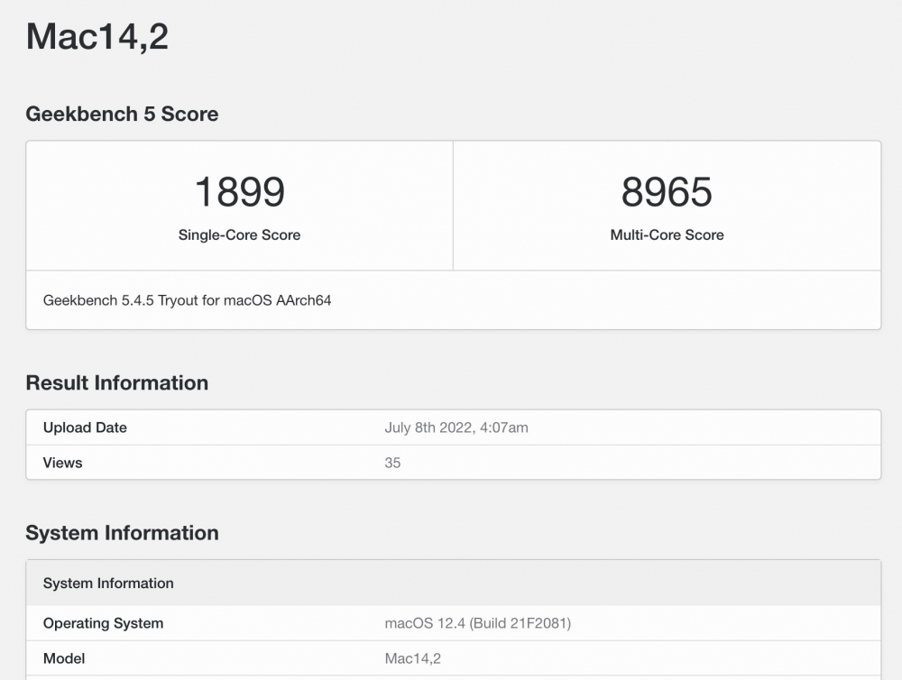 Điểm chuẩn MacBook Air M2