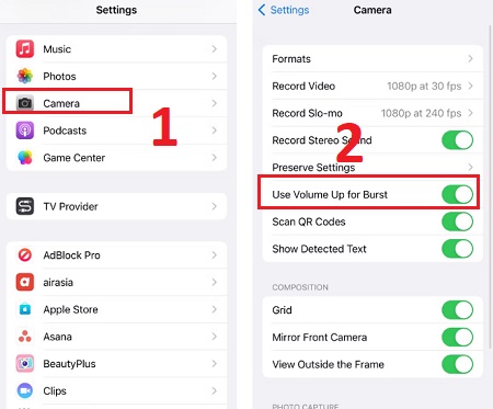 Chế độ Chụp ảnh liên tục (Burst)
