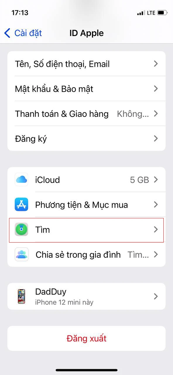 Bước 2: Chọn mục Tìm > bấm vào Tìm iPhone 