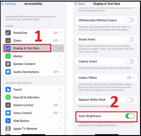 Tính năng Độ sáng tự động có thể gây màn hình iPhone tự động giảm độ sáng (mờ đi)