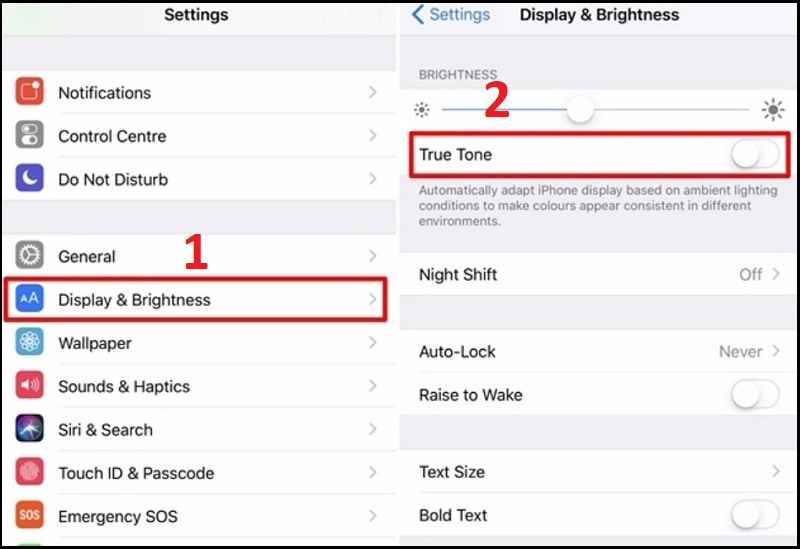 Chức năng True Tone có thể gây màn hình iPhone tự động giảm độ sáng (mờ đi) 