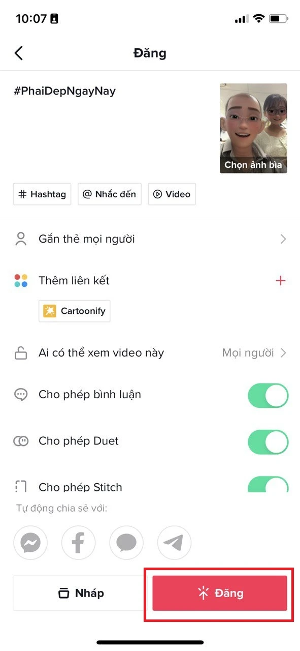 Quay video với Filter đổi mặt Anime