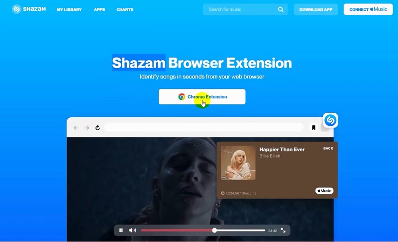 Tiện ích mở rộng Shazam trên Chrome