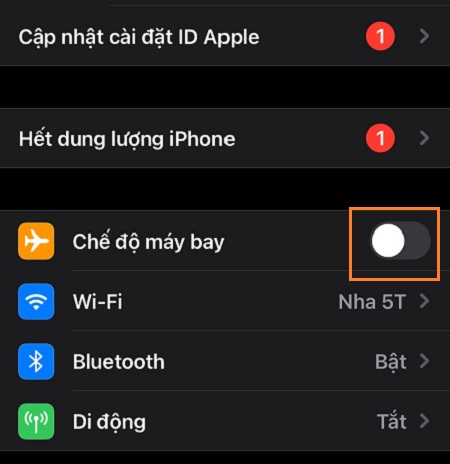 Cách tắt chế độ máy bay trên iPhone 
