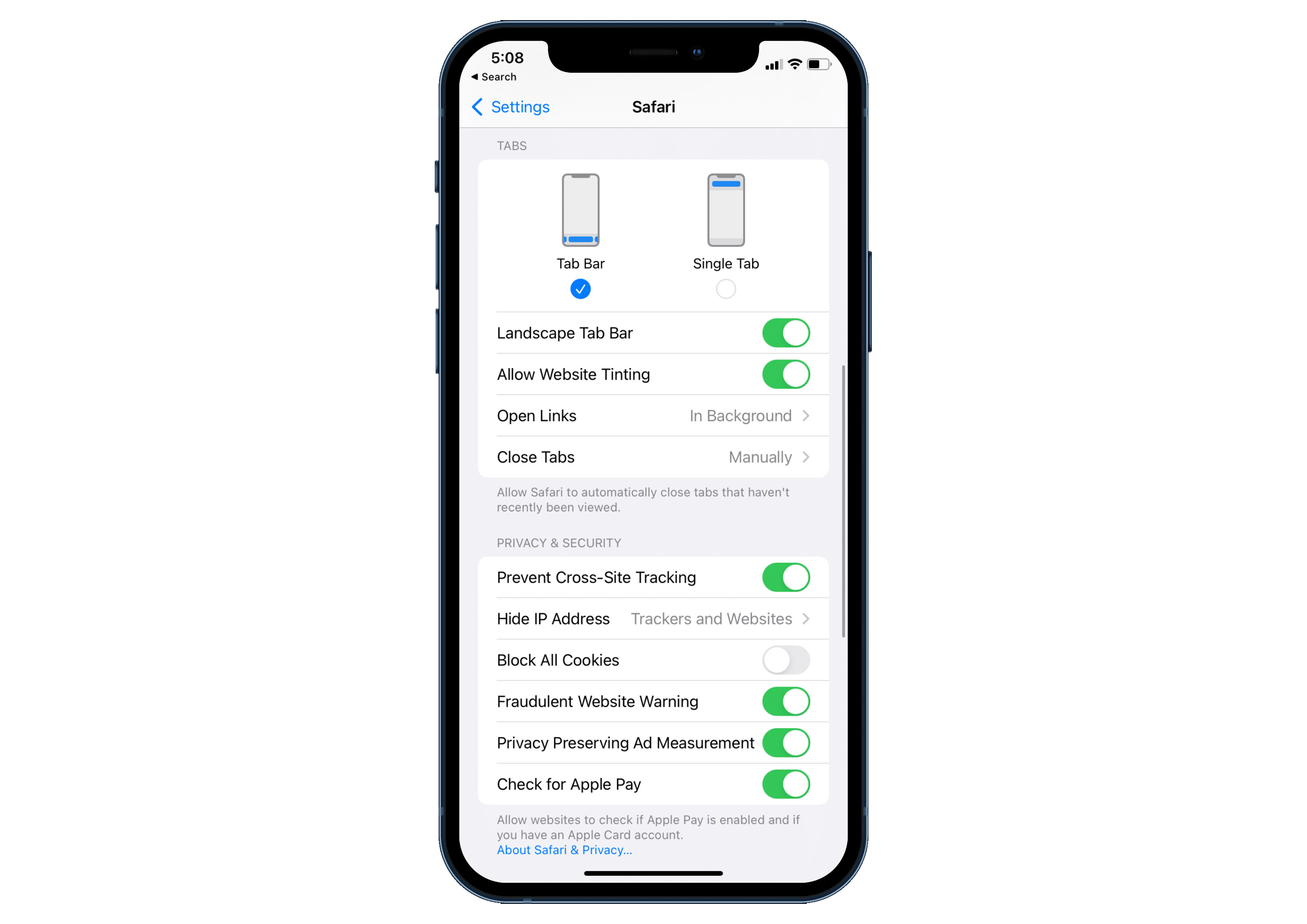 Thay đổi vị trí thanh địa chỉ Safari