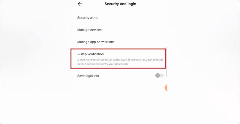 Bật chức năng Xác minh 2 yếu tố