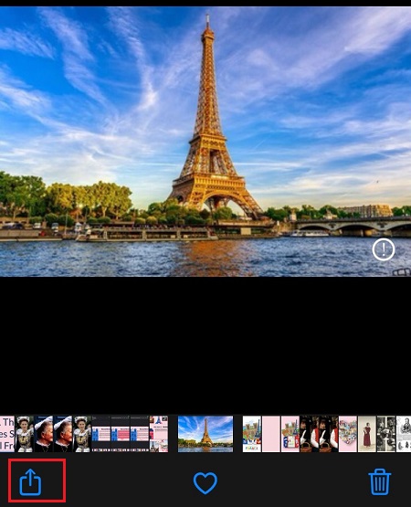 Nhấp vào biểu tượng chia sẻ trên ảnh