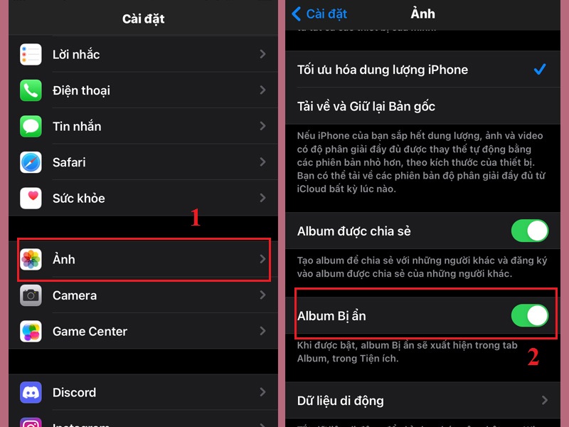 Hoàn tất việc giấu ảnh trong Album bị ẩn