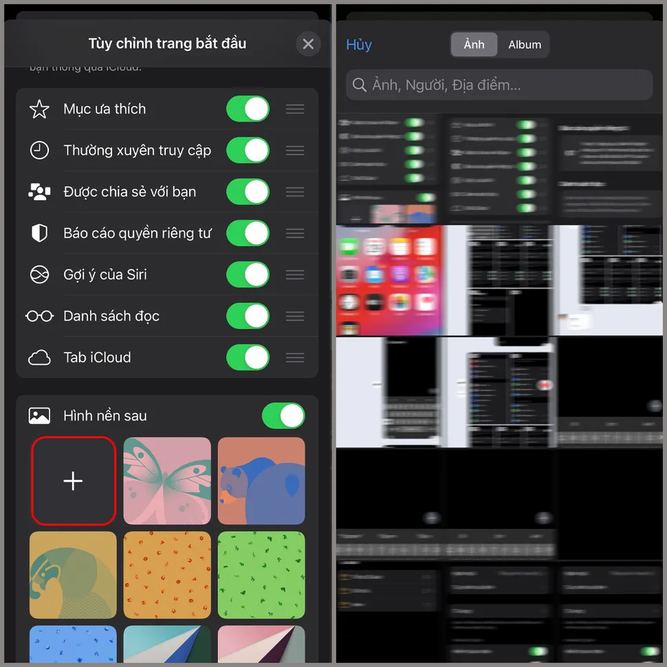 Cài đặt hình nền cho Safari
