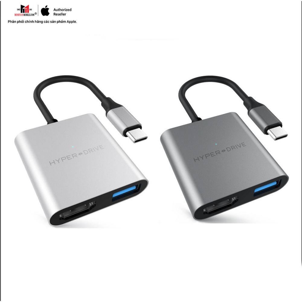 Hub chuyển đổi HyperDrive 3 in 1 Type-C 4K HDMI HD259A-Silver