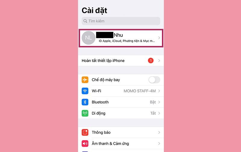 Vào phần Cài đặt
