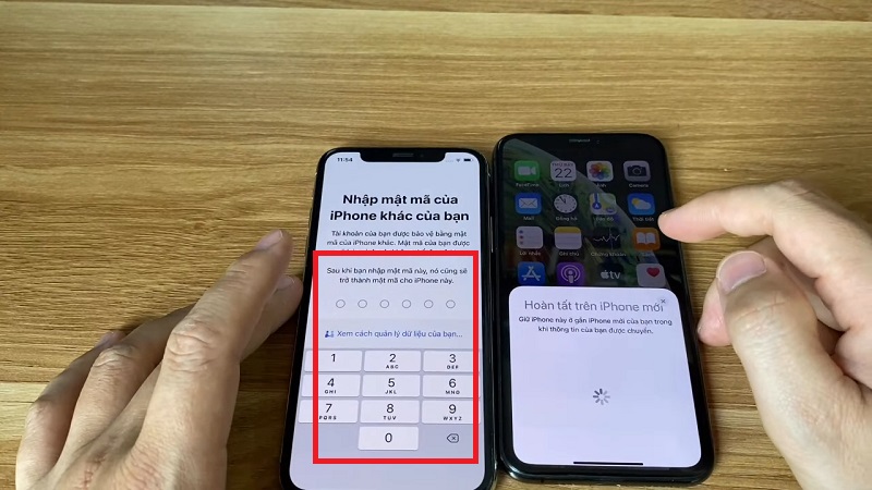 Tiến hành nhập mật khẩu mà bạn sử dụng trên iPhone cũ vào trên màn hình iPhone mới được yêu cầu.