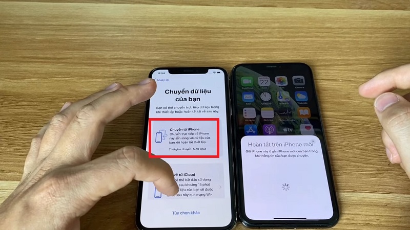 Chọn Thiết lập sau Cài đặt > chọn Chuyển từ iPhone. Cuối cùng đợi thiết bị chuyển dữ liệu hoàn tất là xong.