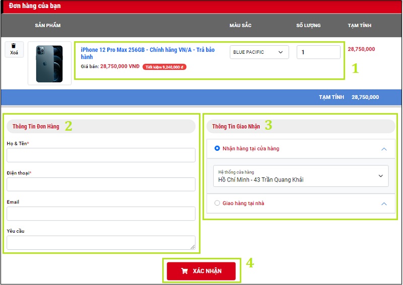 Chọn nút Mua ngay, sản phẩm sẽ được giao nhanh cho bạn trong vòng 1 tiếng