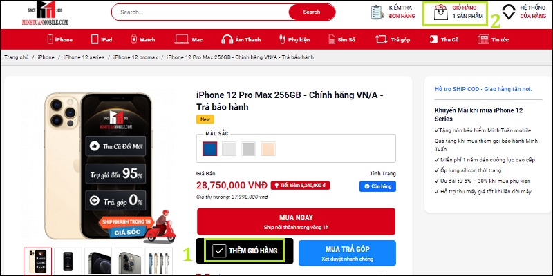 Thêm giỏ hàng để thực hiện giao dịch luôn 1 lần