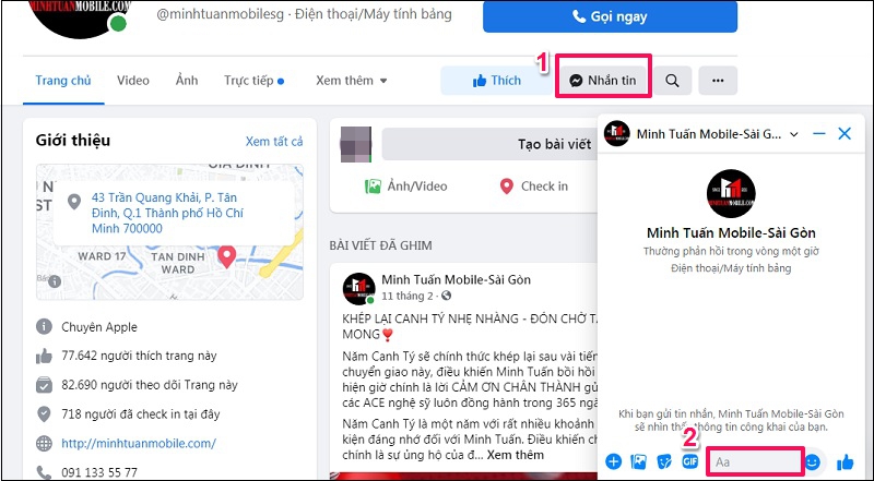 Đặt mua hàng qua Fanpage Minh Tuấn Mobile