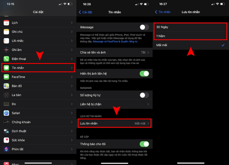 hướng dẫn ngừng lưu tin nhắn vĩnh viễn trên iphone