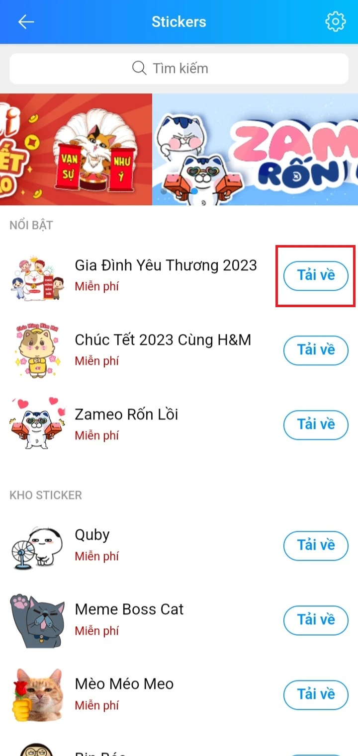 Hướng dẫn tải Sticker tết 2023 cho Zalo 