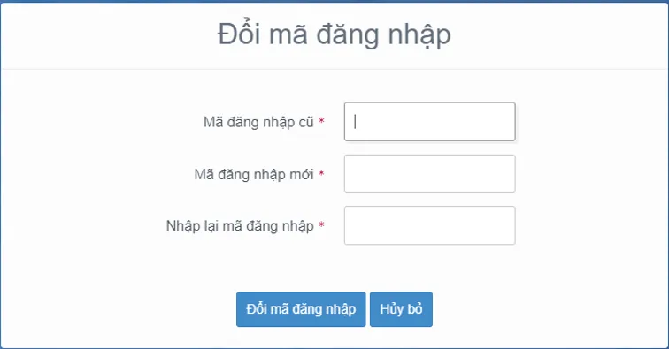 đổi mã đăng nhập