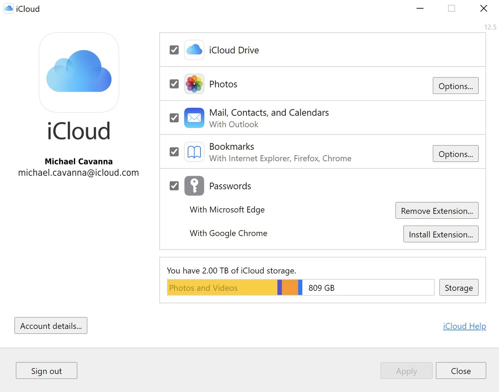 mật khẩu icloud cho windows