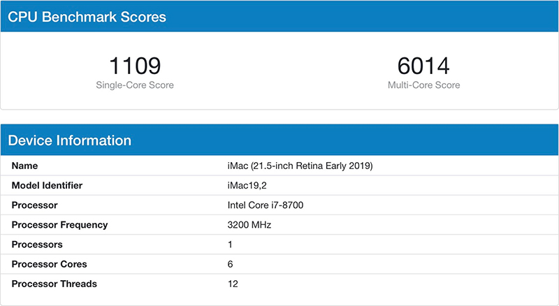 imac intel geekbench