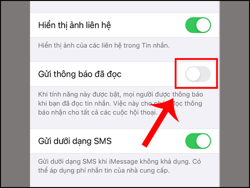 Tắt tính năng thông báo đã đọc trên iMessage