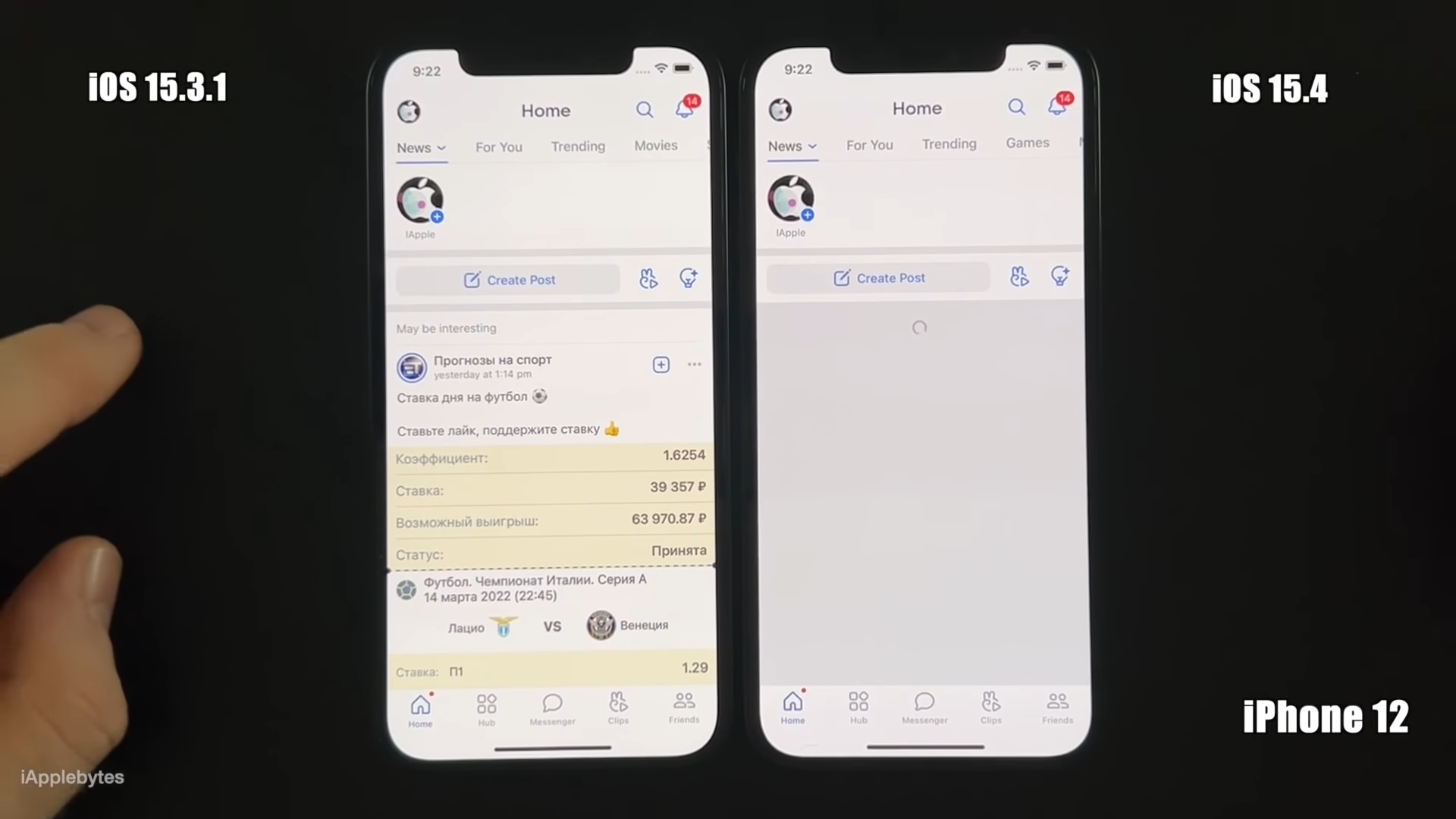 Kiểm tra tốc độ iOS 15.4 so với iOS 15.3.1