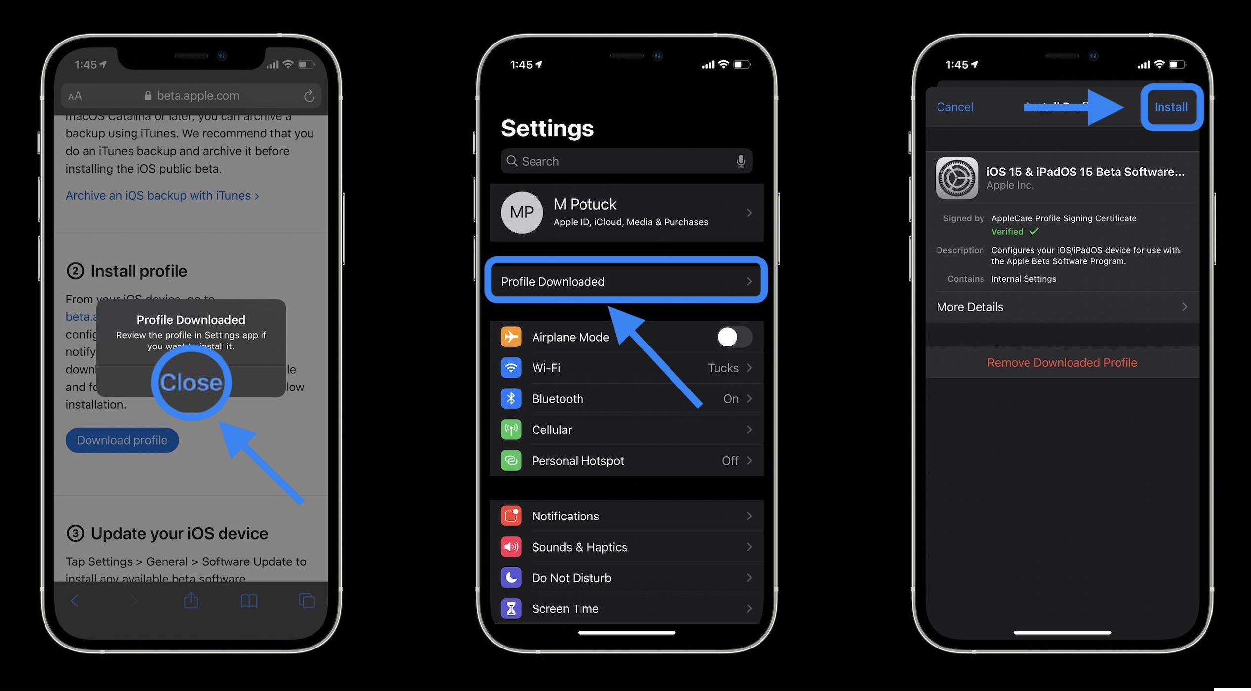 Cài đặt iOS 15 phiên bản beta