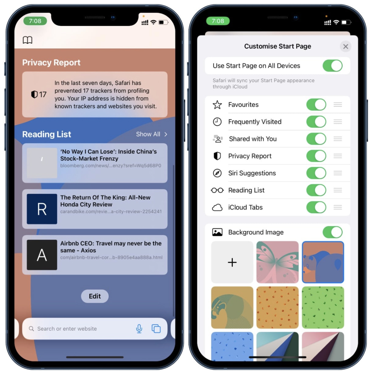 thêm hình nền trong safari - hình