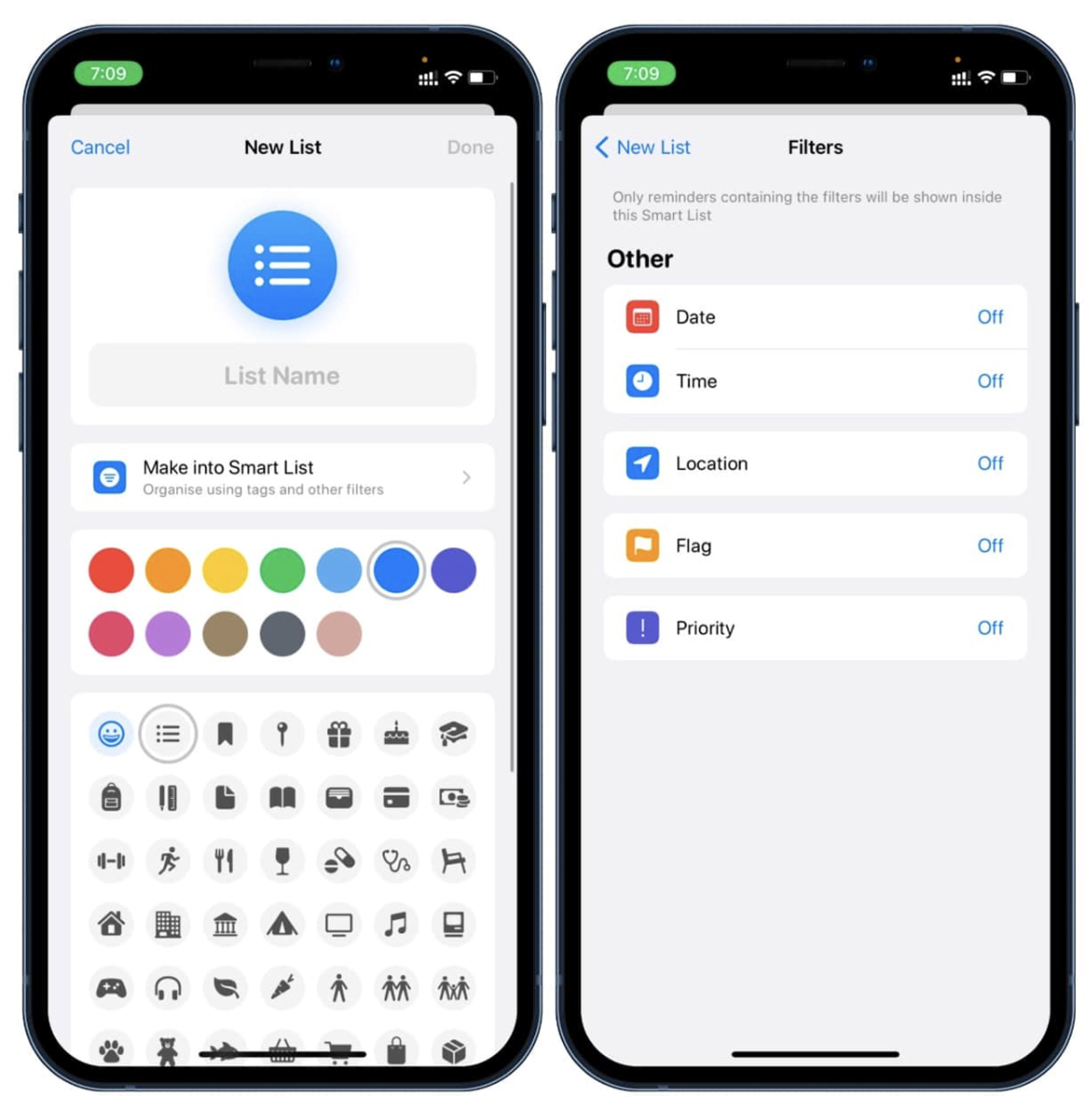 danh sách thông minh trong lời nhắc