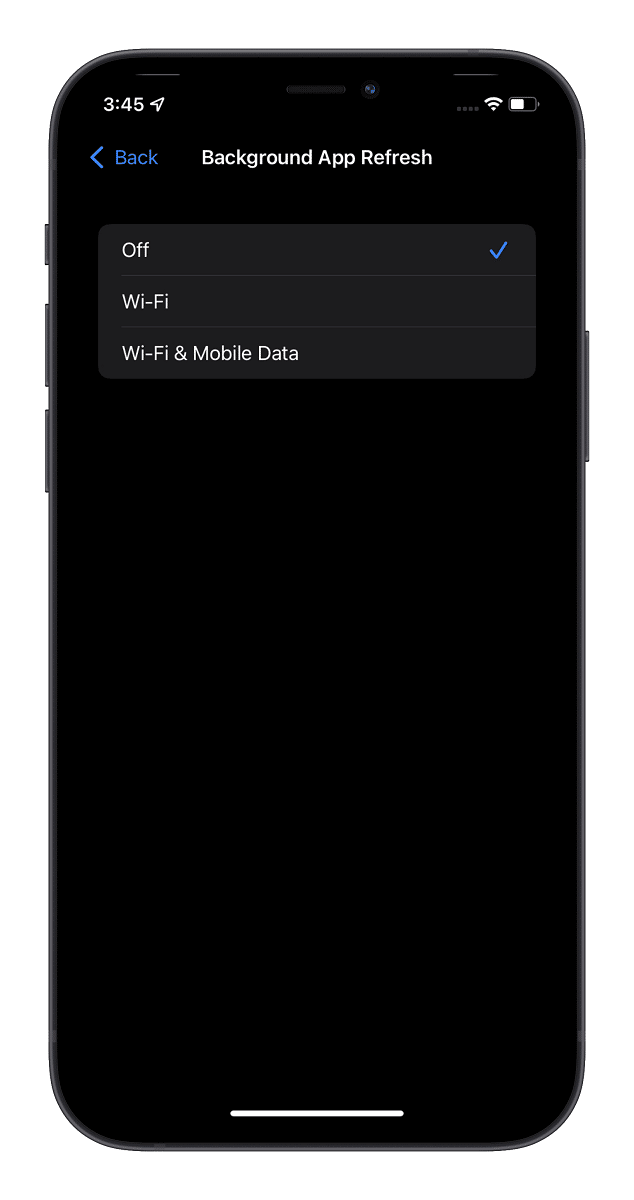 Tắt tính năng Làm mới ứng dụng nền 