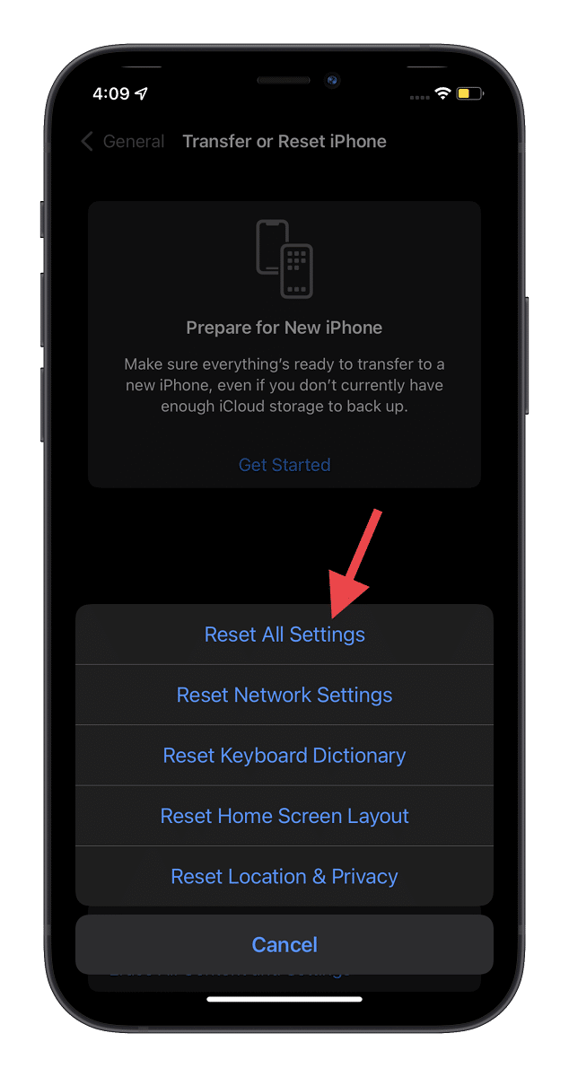 Đặt lại tất cả cài đặt 