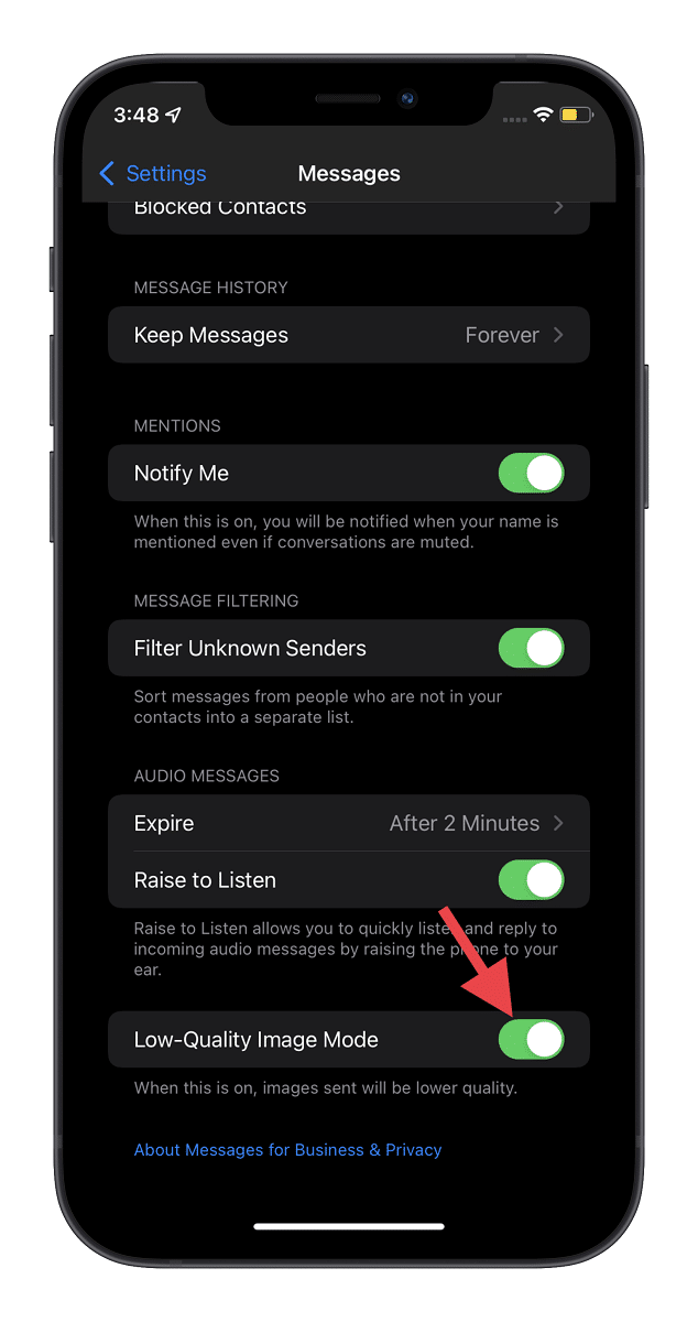 Gửi hình ảnh chất lượng thấp qua iMessage 