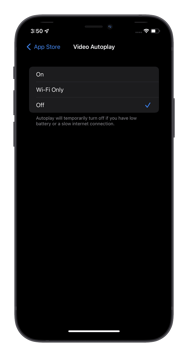 Tắt tự động phát video trong App Store 