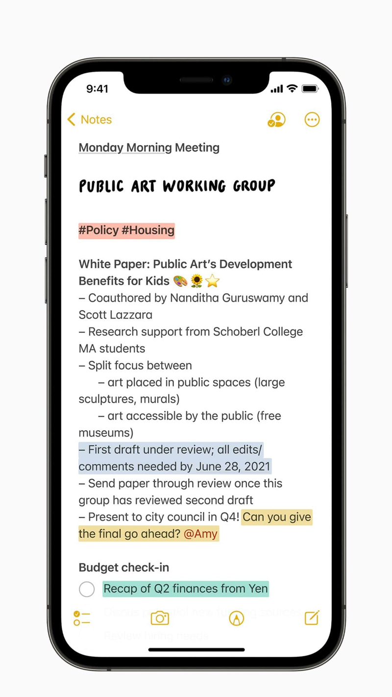 ghi chú táo trong ios 15