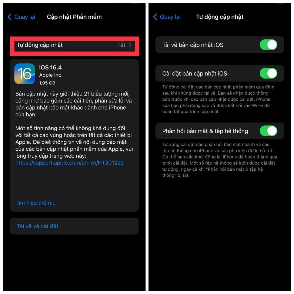 iPhone nên cập nhật iOS tự động theo mặc định là tốt nhất