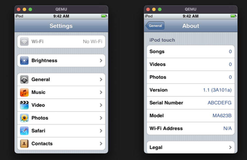 iOS 1 được mô phỏng lại trên QEMU