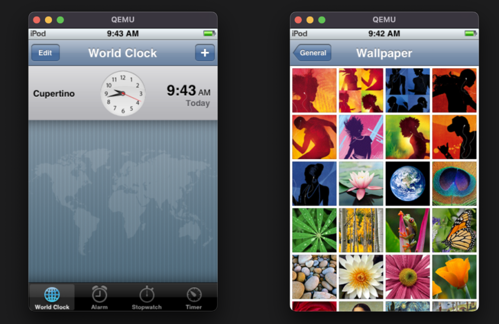 iOS 1 được mô phỏng lại trên QEMU