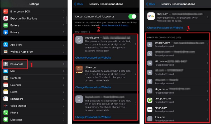Xem nội dung thông báo rò rỉ mật khẩu trên iPhone